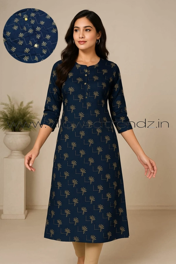 Livaasa Side Cut Liva Kurti LI17505 - Dark Blue, M