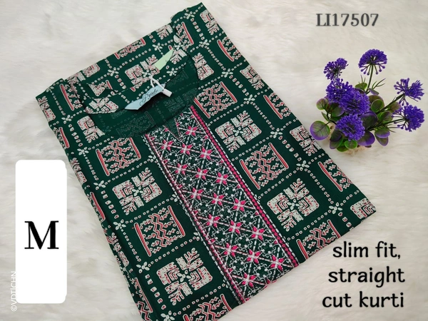 Livaasa Side Cut Liva Kurti LI17507 - Dark Green, M