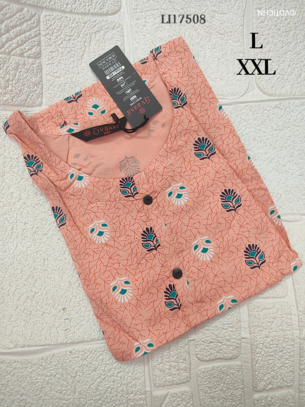 Livaasa Side Cut Liva Kurti LI17508 - Peach Orange, L