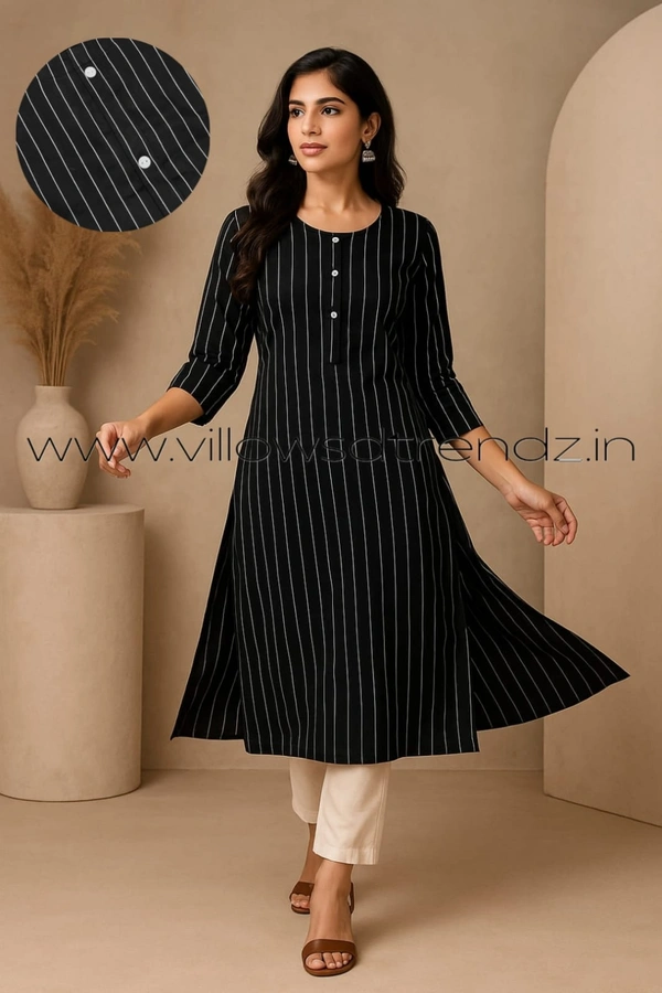 Livaasa Side Cut Liva Kurti LI17509 - Black, M