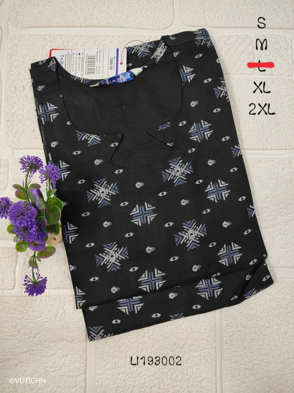 Twill Blue Side Cut Liva Kurti LI193004 - Black, XL