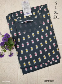 Twill Blue Side Cut Liva Kurti LI195001 - Blue, S