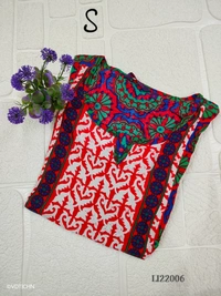 Twill Blue Side Cut Liva Kurti LI22006 - Multi Colour, S