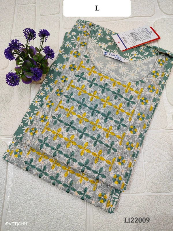 Twill Blue Side Cut Liva Kurti LI22009 - Ash, L