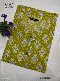 Twill Blue Side Cut Liva Kurti LI225012 - Green, 2XL