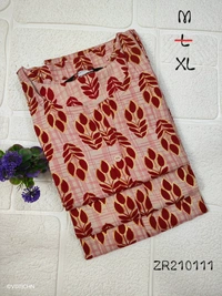 Twill Blue Side Cut Liva Kurti ZR210111 - Red, XL