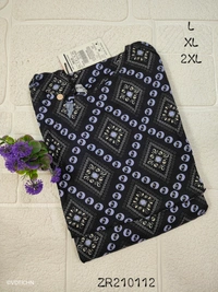 Twill Blue Side Cut Liva Kurti ZR210112 - Black, 2XL