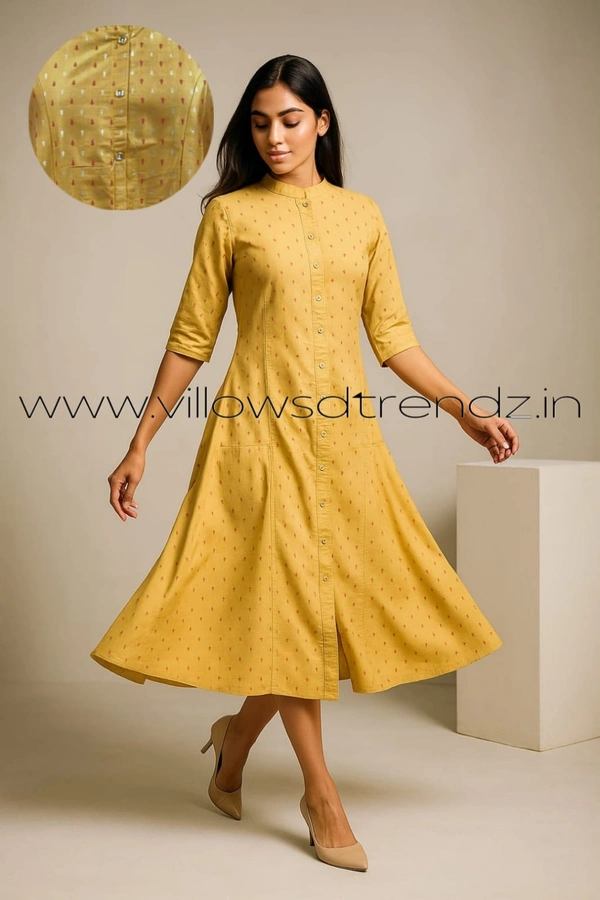 Twill Blue Silk Cotton -Aline Kurti| 2XL | Yellow |SA35503 - 2XL, Yellow
