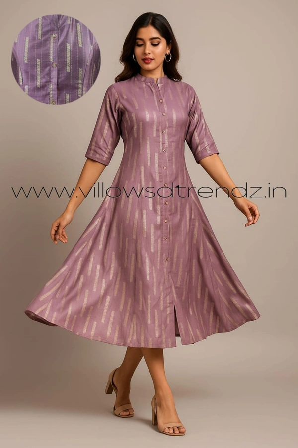 Twill Blue Silk Cotton -Aline Kurti| S | Onion Pink |SA35502 - S, Onion Pink