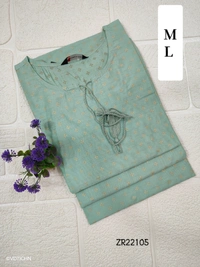 Twill Blue Silk Kurti |3/4th Sleeve | Side Cut kurti| Sky Blue| ZR22105 - M, Sky blue