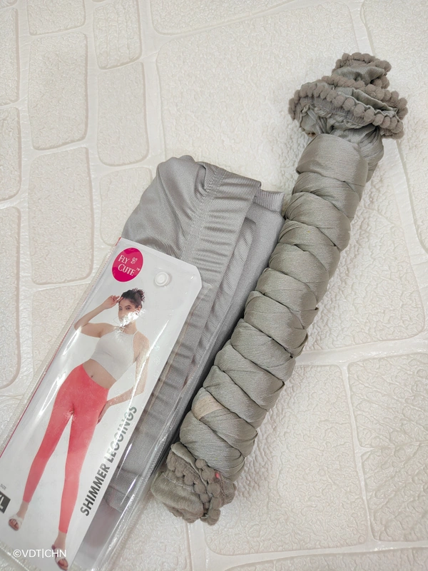 Liva Shimmer Ankle Cut Leggings & Duppata Combo| LS801| Silver - Silver, 2XL