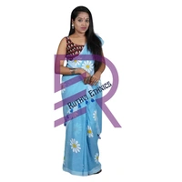 Ruthvi Ethincs Sunflower khadi Cotton Saree With Blouse PK34021008 - Sky Blue, Saree With Blouse