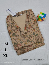 Twill Blue Tissue Silk Kurti with attractive Neck Pattern TK240018 - Biscut Colour, M