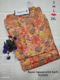 Twill Blue Tissue Silk Kurti with attractive Neck Pattern TK25503 - Multi Colour, 2XL