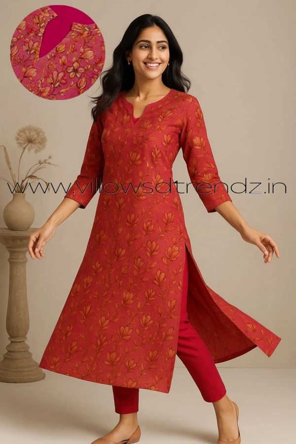 Twill Blue Tissue Silk Kurti with attractive Neck Pattern TK24007 - Pink, S