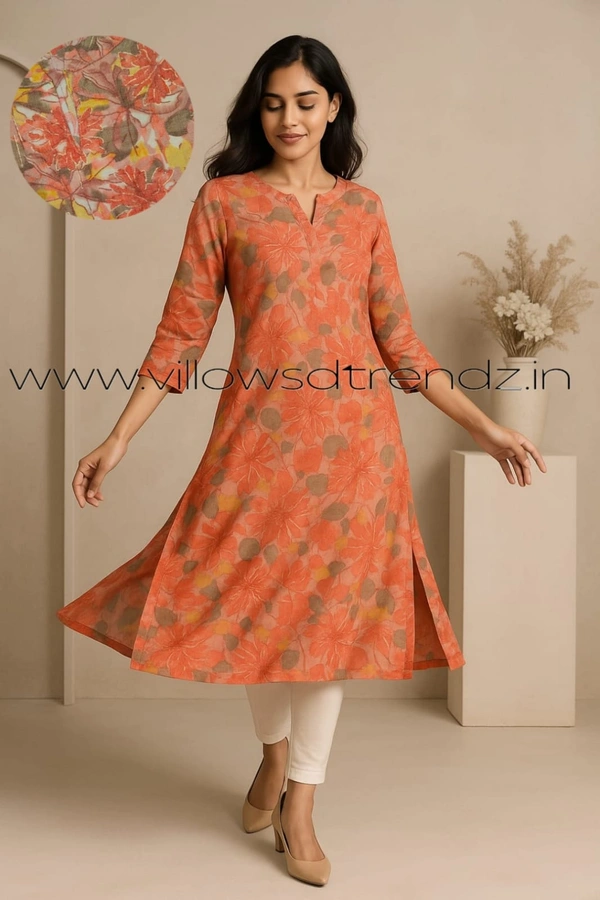 Twill Blue Tissue Silk Kurti with attractive Neck Pattern TK25503 - Multi Colour, 2XL