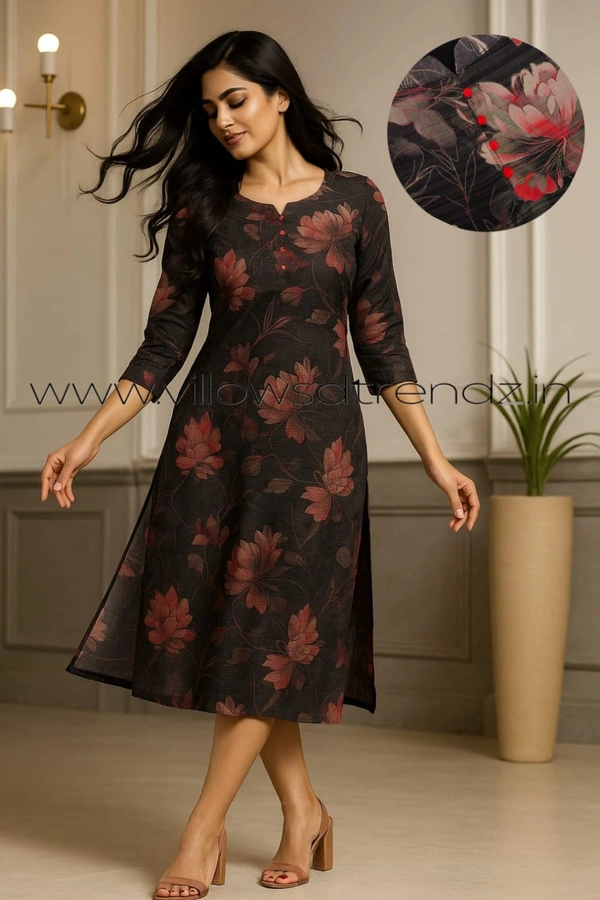 Twill Blue Tissue Silk Kurti with attractive Neck Pattern| TK25509 - M, Black