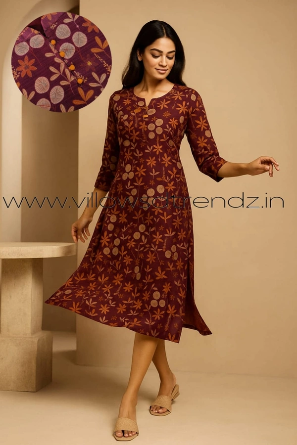 Twill Blue Tissue Silk Kurti with attractive Neck Pattern| TK25508 - L, Maroon