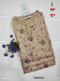 Twill Blue Tissue Silk Kurti with attractive Neck Pattern TSK80026 - Halh Sandle, S