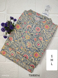 Twill Blue Tissue Silk Kurti with attractive Neck Pattern TSK80016 - Ash, S