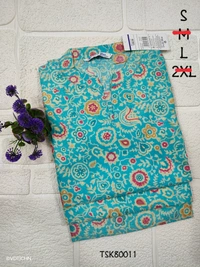 Twill Blue Tissue Silk Kurti with attractive Neck Pattern TSK80011 - Sky Blue, S