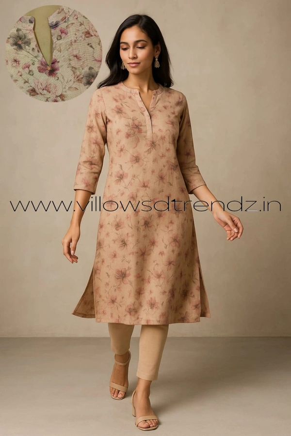 Twill Blue Tissue Silk Kurti with attractive Neck Pattern TSK80026 - Halh Sandle, S