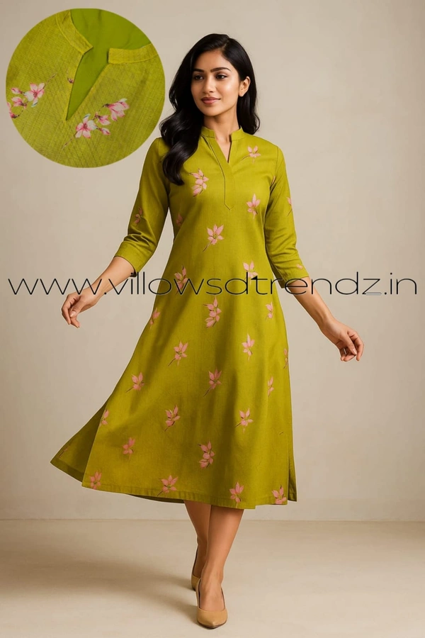 Twill Blue Tissue Silk Kurti with attractive Neck Pattern TSK80020 - Green, 2XL