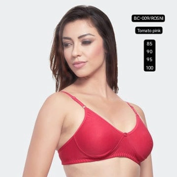 Prithvi Tomato pink soft and comfort fabric Back Closure - hook and eye, Non padded, BC-009/ROSNI - 95, Tomato pink