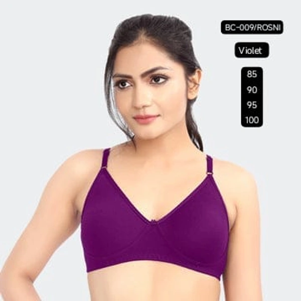 Prithvi Violet soft and comfort fabric Back Closure - hook and eye, Non padded, BC-009/ROSNI - 95, Violet