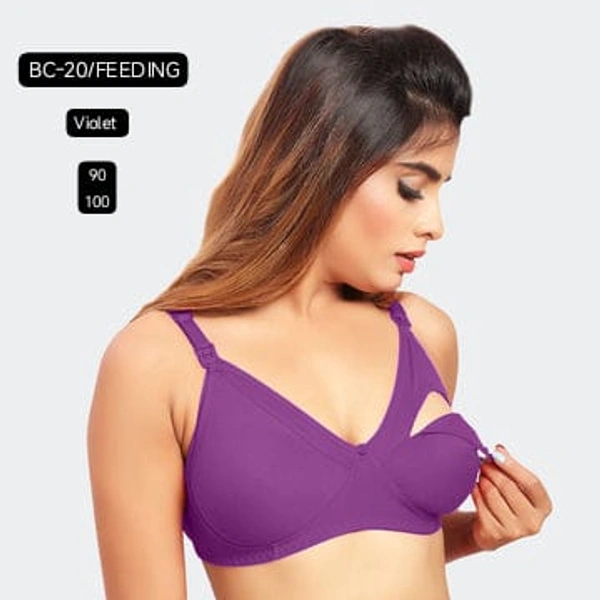 Prithvi Violet soft and comfort fabric Back Closure - hook and eye, Non padded, BC-20/FEEDING - 90, Violet