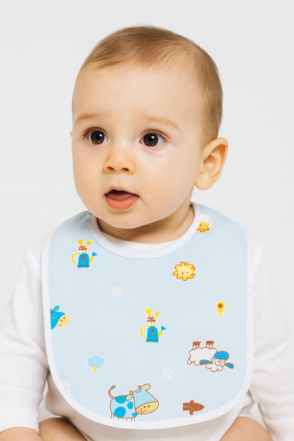 Villows Water Proof Bib| Pack of 1 pc|100% Organic Cotton|BIB3501 - Pack of 1, Sky Blue