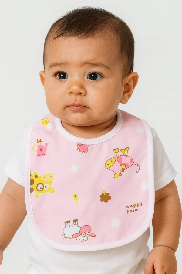 Villows Water Proof Bib| Pack of 1 pc|100% Organic Cotton|BIB3501 - Pack of 1, Pink
