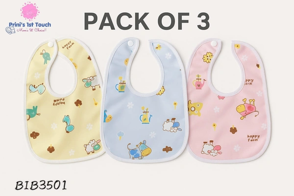 Villows Water Proof Bib| Pack of 3 pc|100% Organic Cotton|BIB3501 - Pack of 2, Assorted
