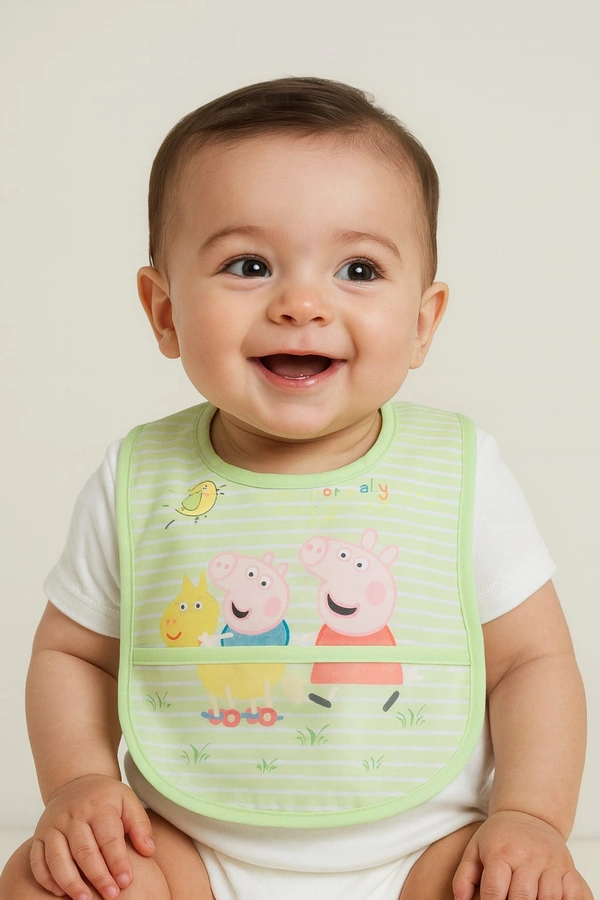 Villows Water Proof Bib with holder| Pack of 1 pc|100% Organic Cotton|BIB5501 - Pack of 1, Green