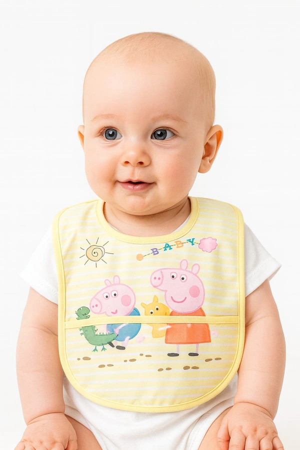 Villows Water Proof Bib with holder| Pack of 1 pc|100% Organic Cotton|BIB5501 - Pack of 1, Yellow