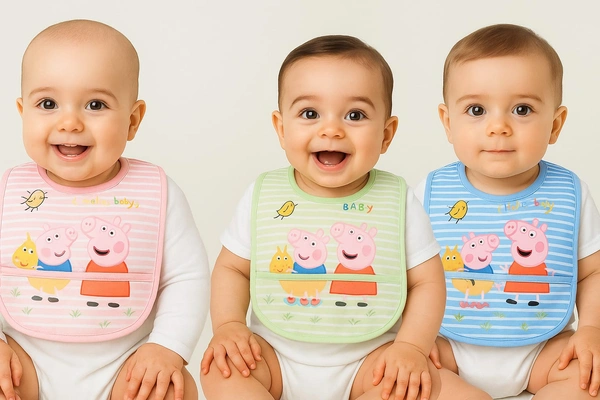 Villows Water Proof Bib with holder| Pack of 2 pc|100% Organic Cotton|BIB5501 - Pack of 2, Pink