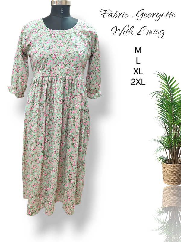 Ruthvi Ethnics Western Gown cum Maxi WF29002 - 2XL, Peach Green