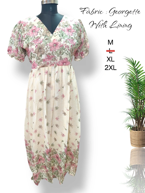 Ruthvi Ethnics Western Gown cum Maxi WF29004 - M, Half Sandle With Florel