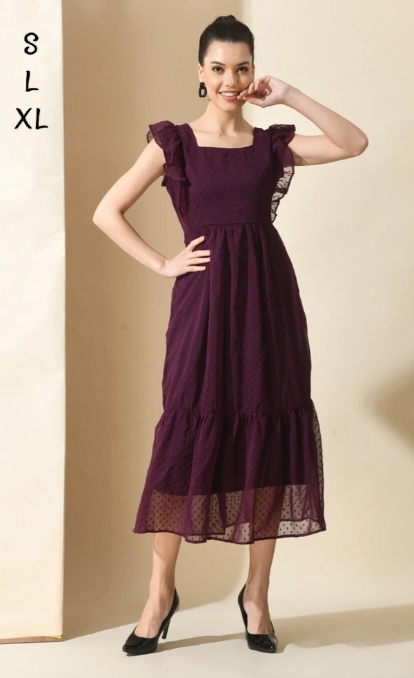 Villows Wine Georgette Frock 495 - S, Wine