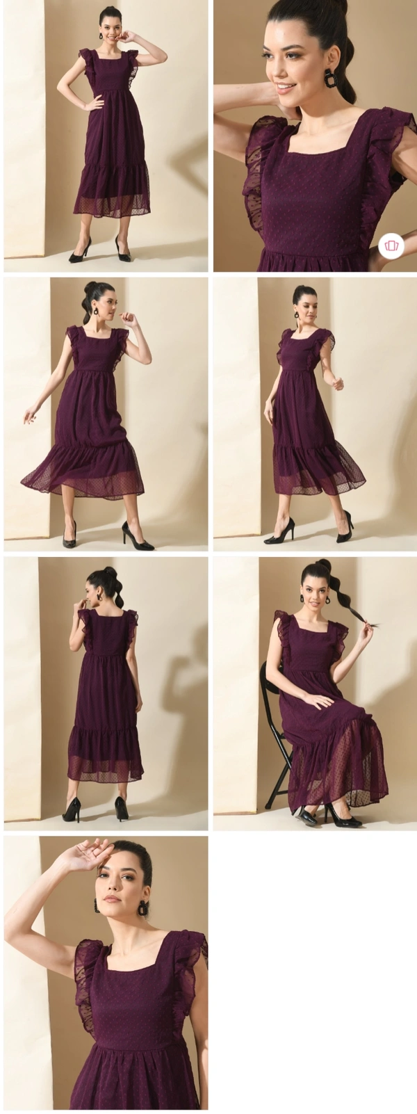 Villows Wine Georgette Frock 495 - S, Wine