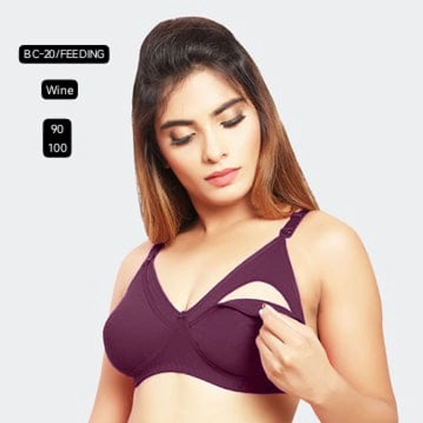 Prithvi Wine soft and comfort fabric Back Closure - hook and eye, Non padded, BC-20/FEEDING - 90, Wine