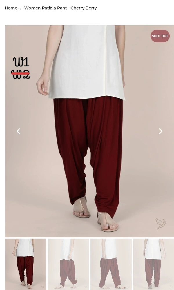 Women Patiala Pant TWP1360 - Maroon, W1