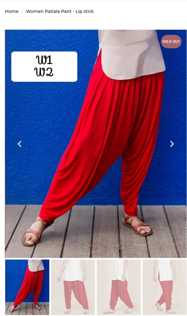 Women Patiala Pant TWP1360 - Red, W2