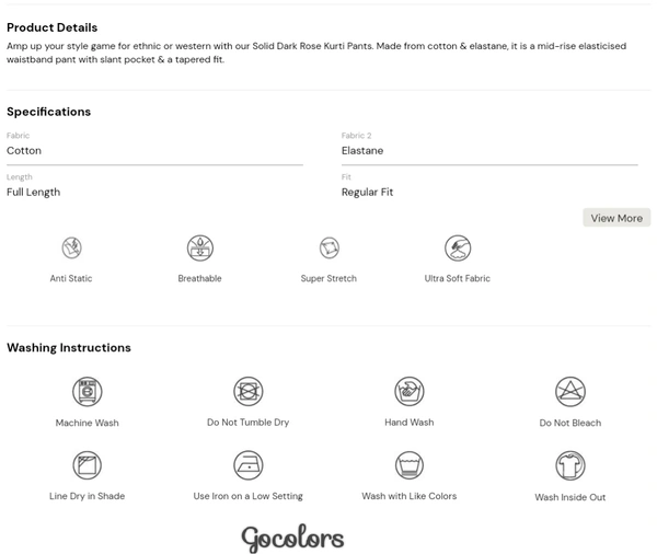 GC Women Solid Cotton Kurti Pants GCKP1420 - Solid Plum, M