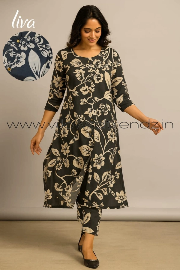 Twill Blue Women's Cotton Cord set | Black | CS410056 - Black, M