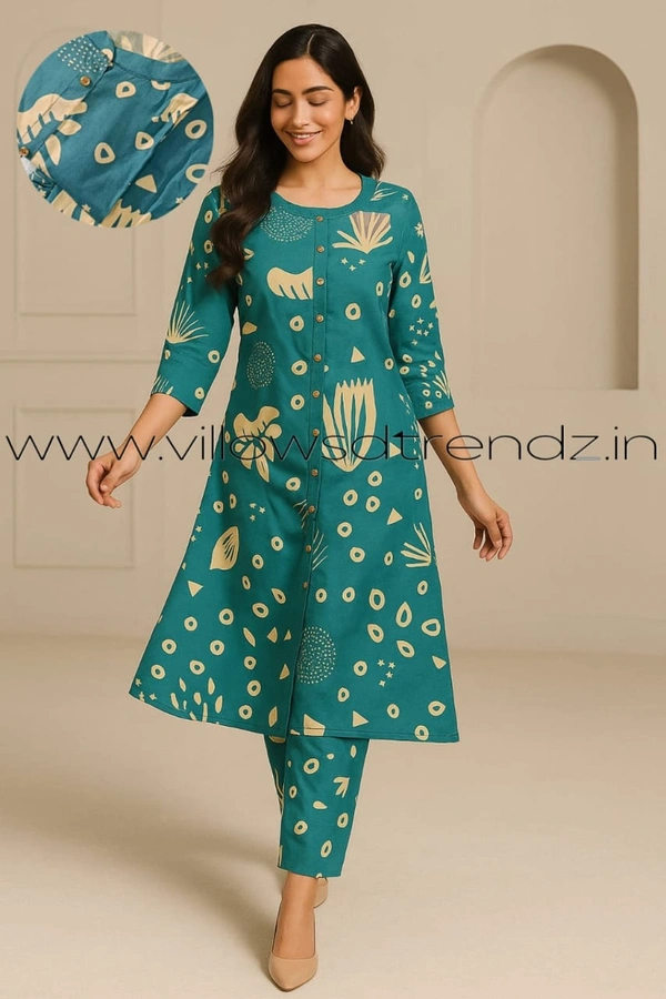 Twill Blue Women's Cotton Cord set | Blue | CS410051 - Blue, M