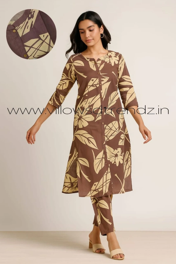 Twill Blue Women's Cotton Cord set | Brown | CS410057 - Brown, 2XL