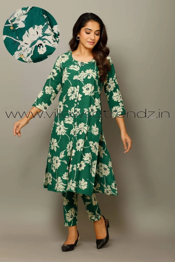 Twill Blue Women's Cotton Cord set | Green | CS410055 - Green, XL