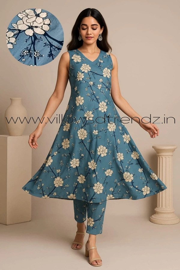 Twill Blue Women's Cotton Cord set | Light Blue| CS41004 - Light Blue, M