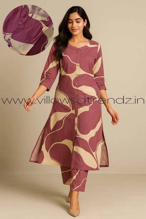 Twill Blue Women's Cotton Cord set |Onion Pink  | CS410052 - Onion Pink, 2XL